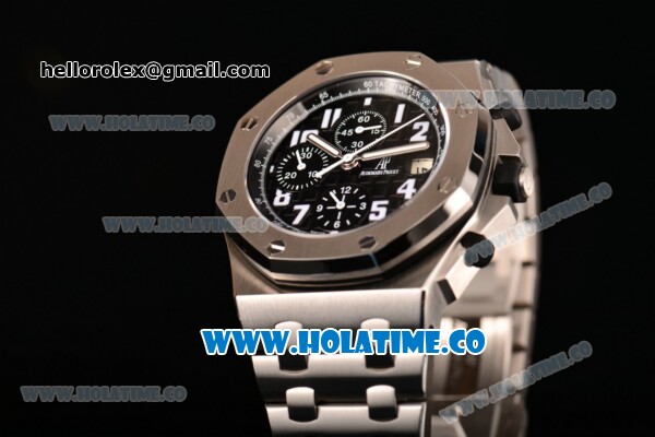 Audemars Piguet Royal Oak Offshore Black Themes Chrono Swiss Valjoux 7750 Automatic Steel Case/Bracelet with Black Dial and White Arabic Numeral Markers (NOOB) - Click Image to Close